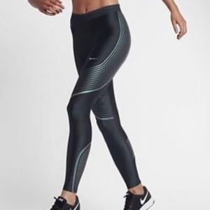 Nike Power Speed Striped Running Tights Black&Grey